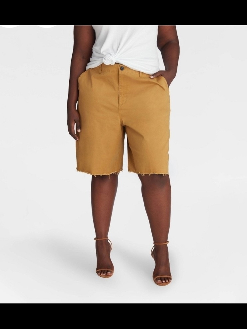 KBB by Kahlana Women's Mid-Rise 'The Twill Bermuda Shorts'